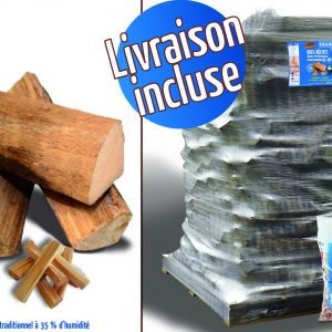BOIS DE CHAUFFAGE – BÛCHES 40 CM, 3.32M³, 4.5 STÈRES + 16 SACS BOIS D’ALLUMAGE