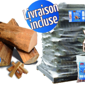 BOIS DE CHAUFFAGE – BÛCHES 25 CM, 1.89M³, 3.15 STÈRES + 8 SACS BOIS D’ALLUMAGE